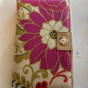 Spartina 449 Canvas Floral Wallet in Magenta, Cream, Olive and Tan